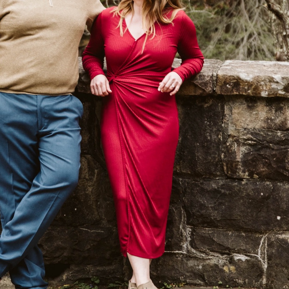 Elegant Red Wrap Dress